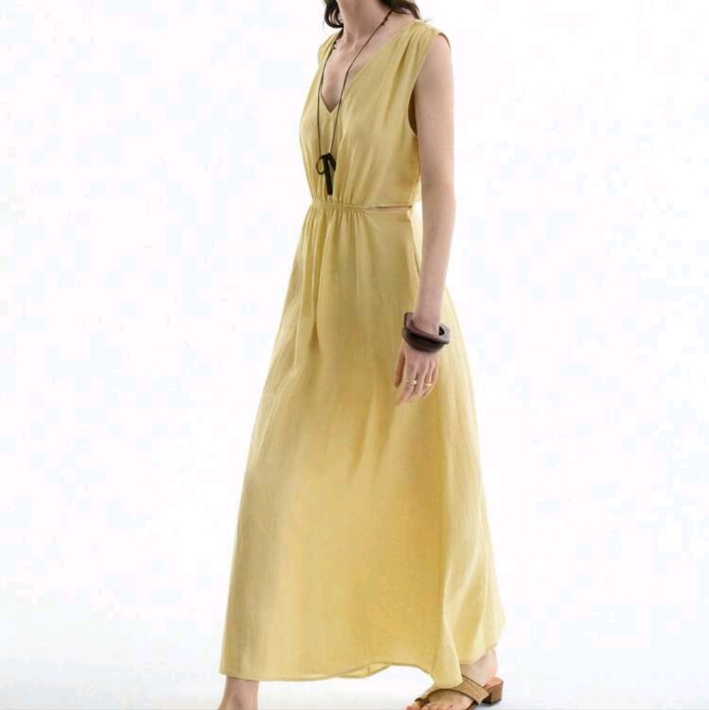 Women's Summer Casual/Commuting V-Neck Waist Ruched Belted Side Slit Pock - Picture 2 of 4